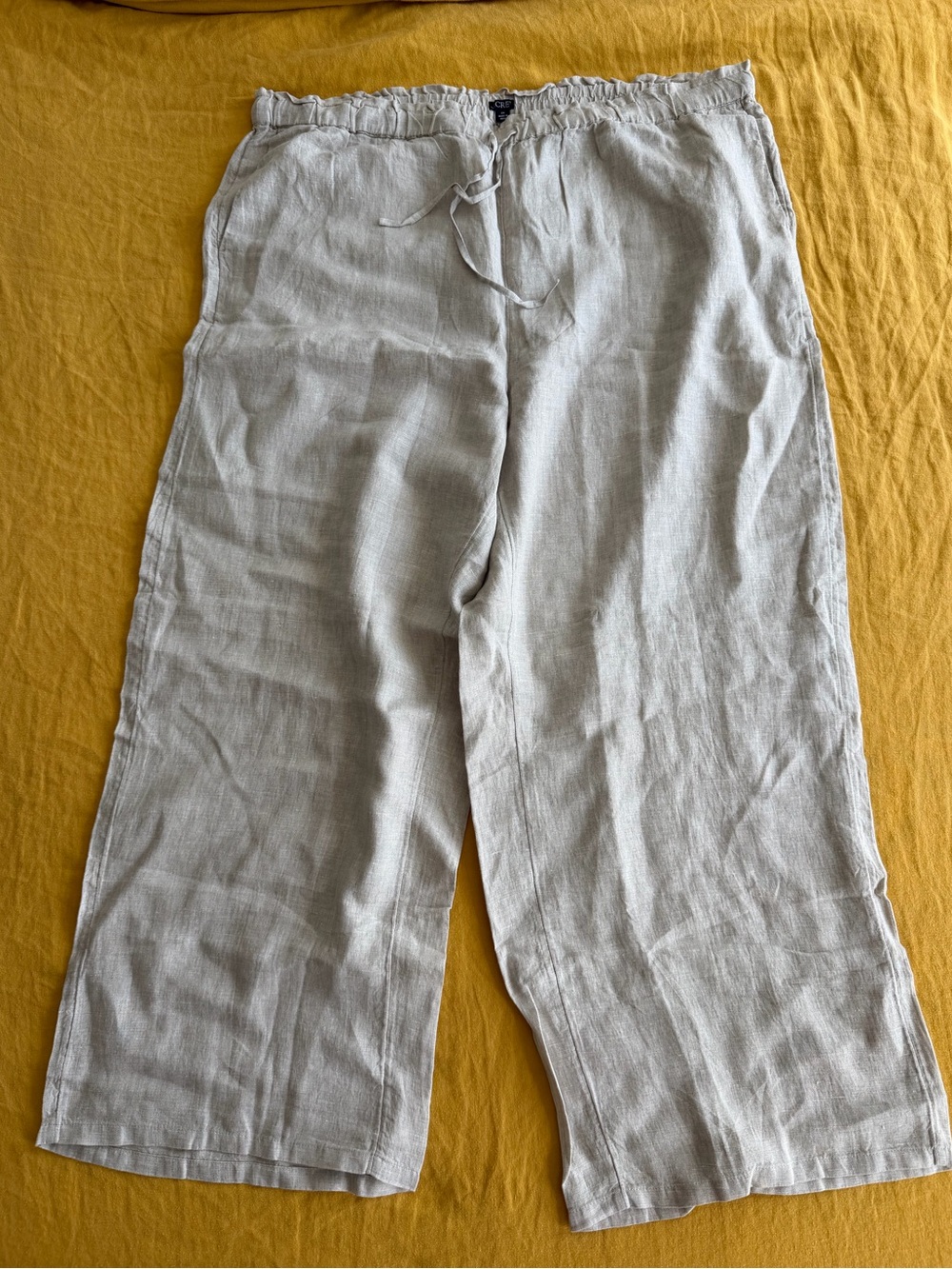 J.Crew Linen Soleil 2025 Wide Leg Drawstring Pants Beige Cream 2X
